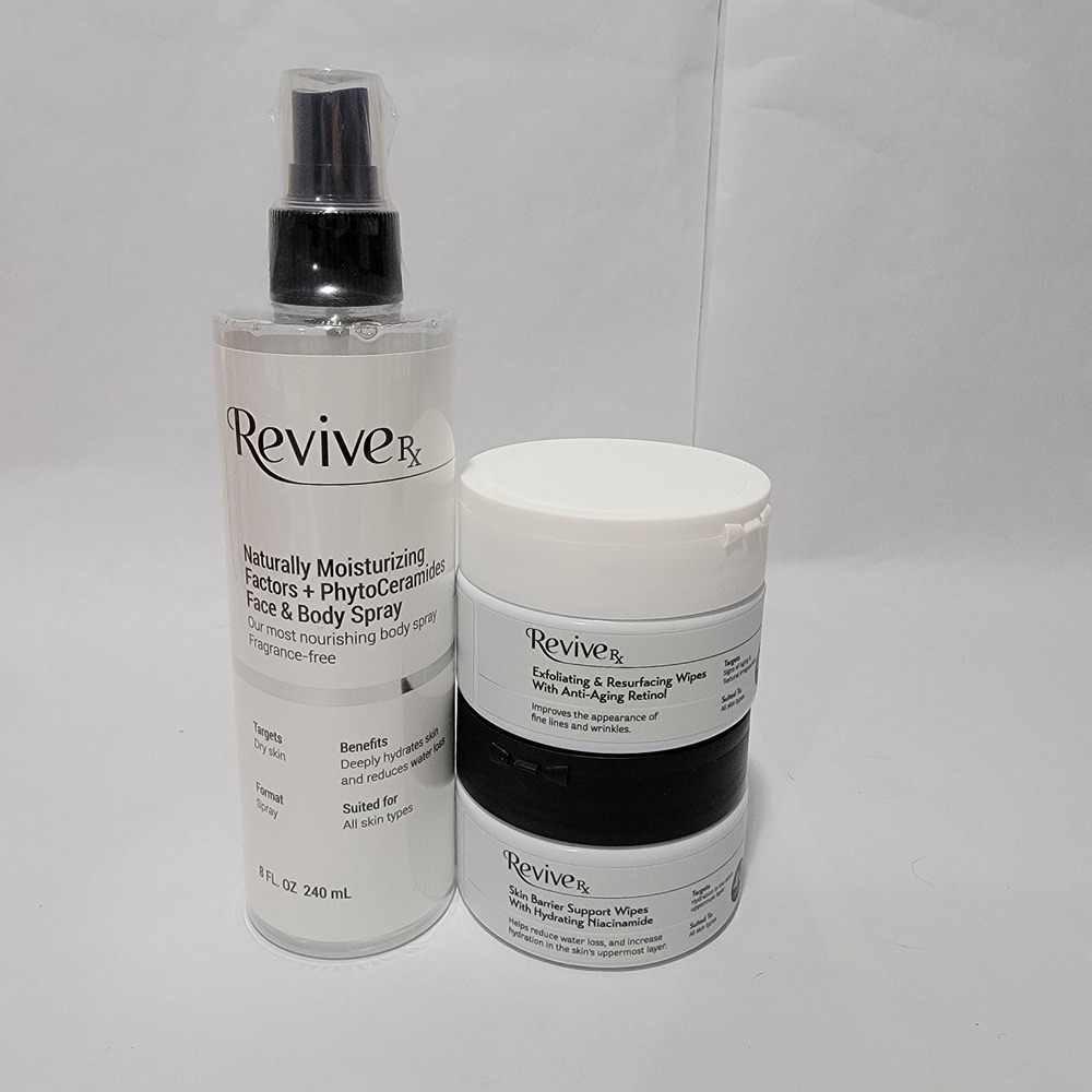 Revive Rx Skincare Set Retinol Niacinamide Wipes & PhytoCeramides Body Spray NEW